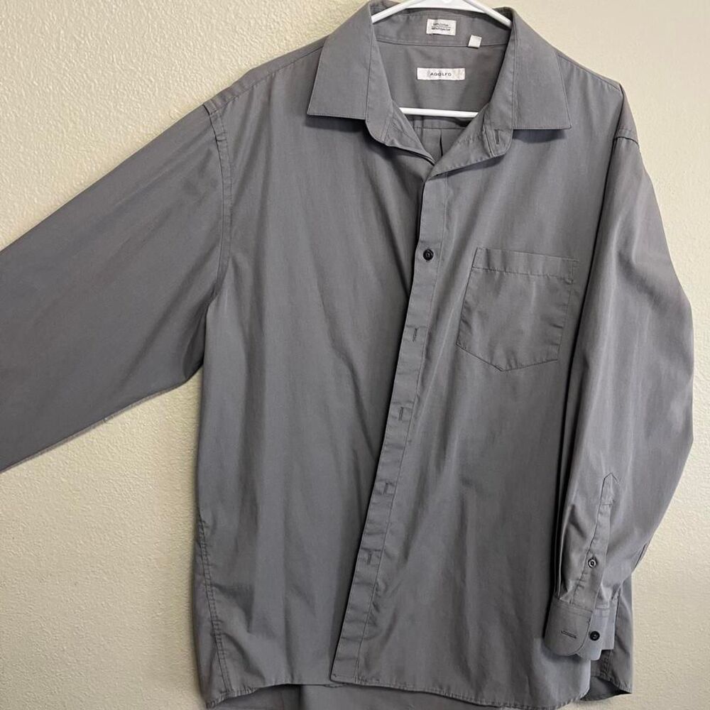 Adolfo Men's Grey and Blue Shirt